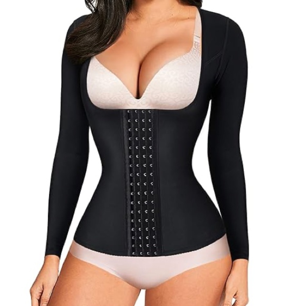 4-in-1 Corset Waist Trainer Arm Shaper, Size M, Black